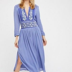 Free People Flora Midi Embroidered Dress Small